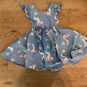 Disney Blue Mermaid Print Ruffle Sleeve Dress